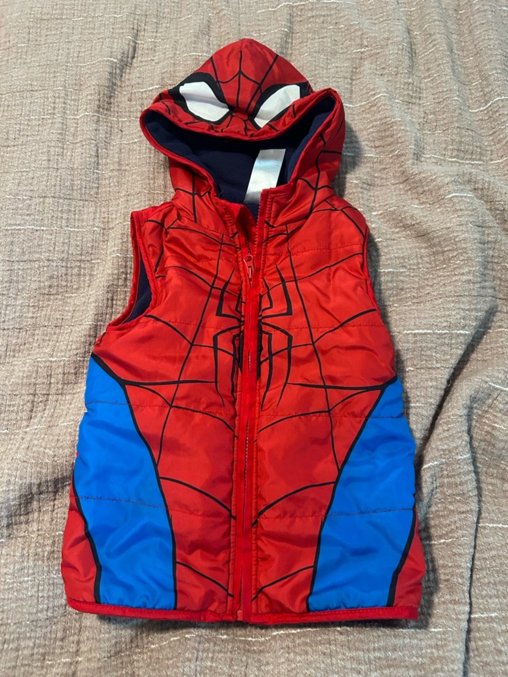 Marvel Red & Blue Spider-Man Hooded Puffer Vest
